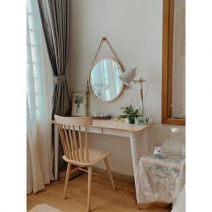 gương tròn viền gỗ sồi