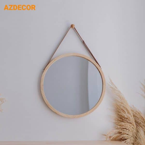 Gương tròn viền gỗ sồi